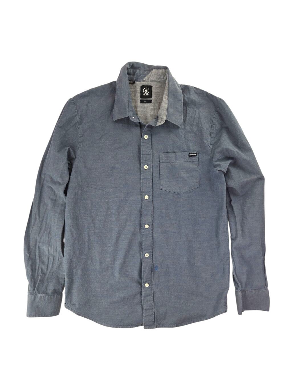 Volcom | Blue, Long Sleeve, Button-Up Shirt | Size Large